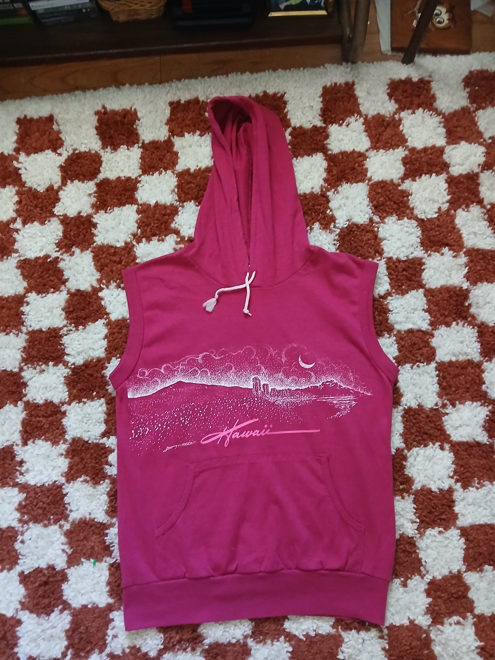 Vintage 80s/90s Pink Hawaii Sleeveless Hoodie